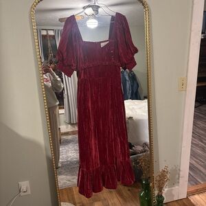 Elegant Red Velvet Dress